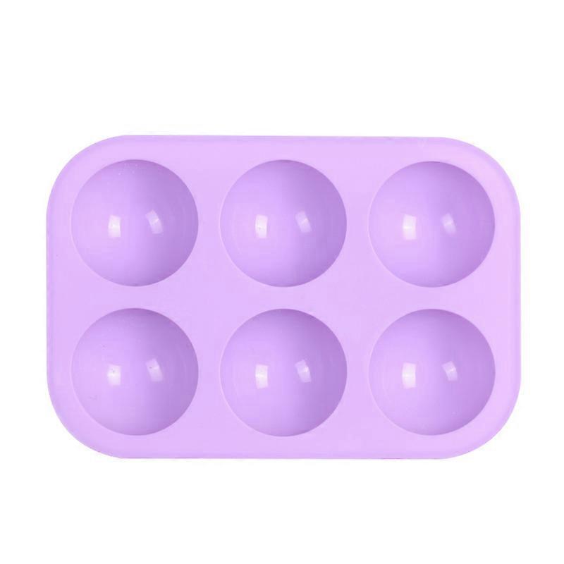 1pc 6-compartment round cake mold, purple