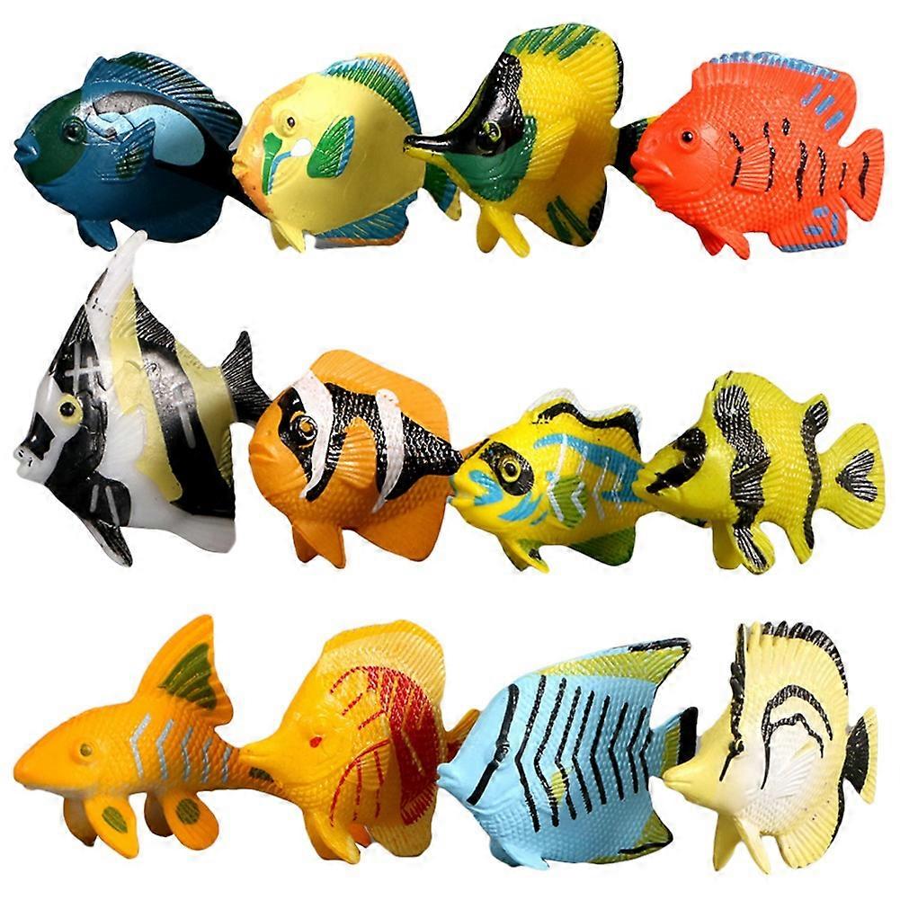 12Pcs Kids Mini Simulation Tropical Sea Fish Model Toy Action Figure Home Decor