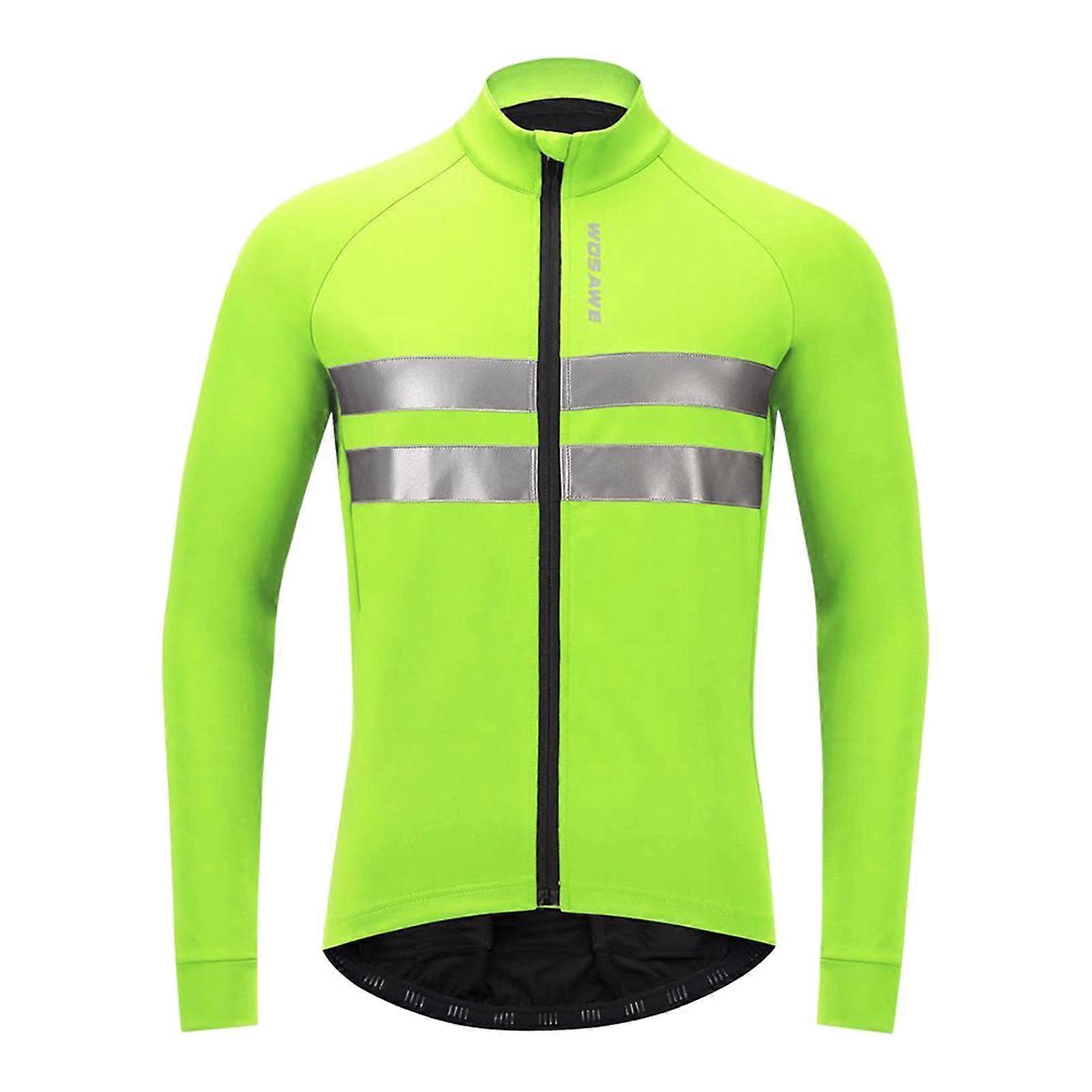 Fleece Winter Cycling Jackets Running Women Ανδρικό παλτό πίσω τσέπη πράσινο XXL