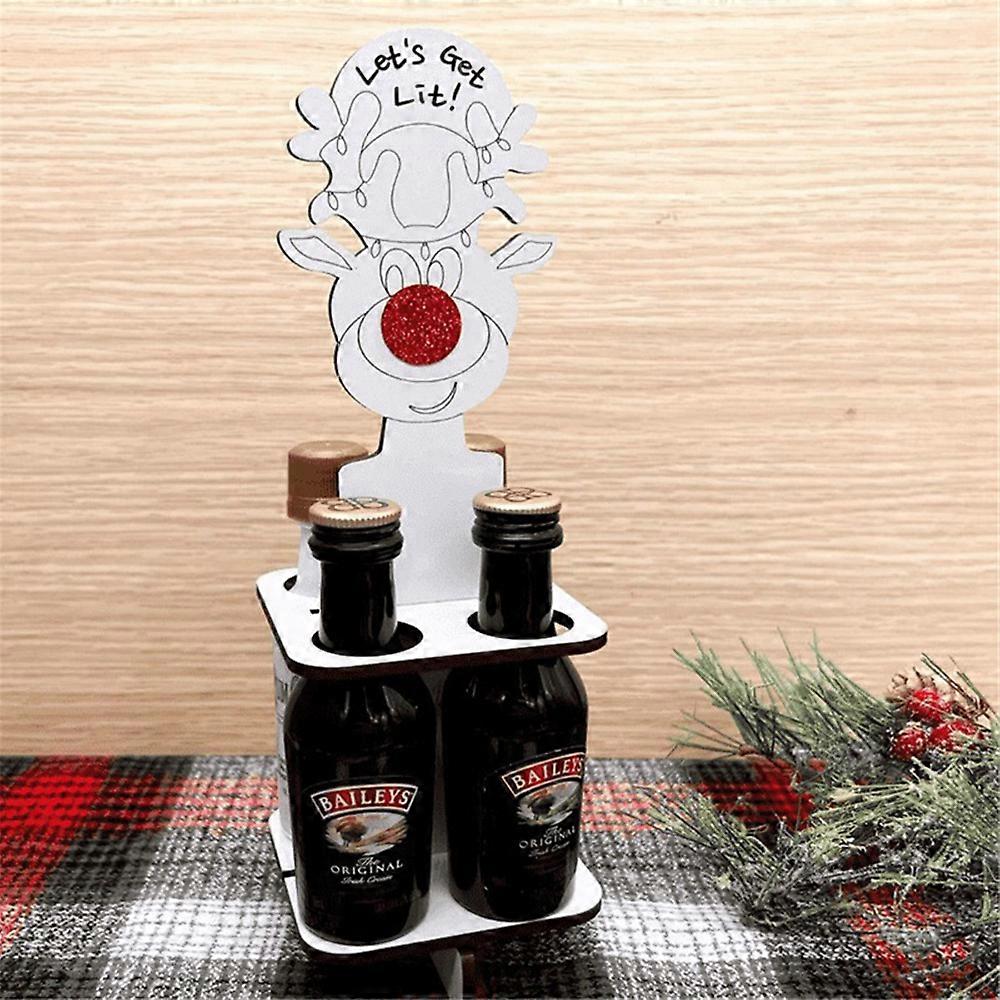 Wooden Merry Christmas Elk Unique Wine Holder Xmas Party Ornament Decor