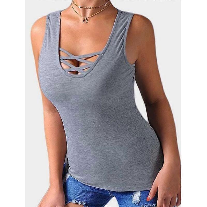 Womens Tank Tops Summer Sleeveless Shirts Criss Cross Casual Basic Tee Shirts Tops Blouses