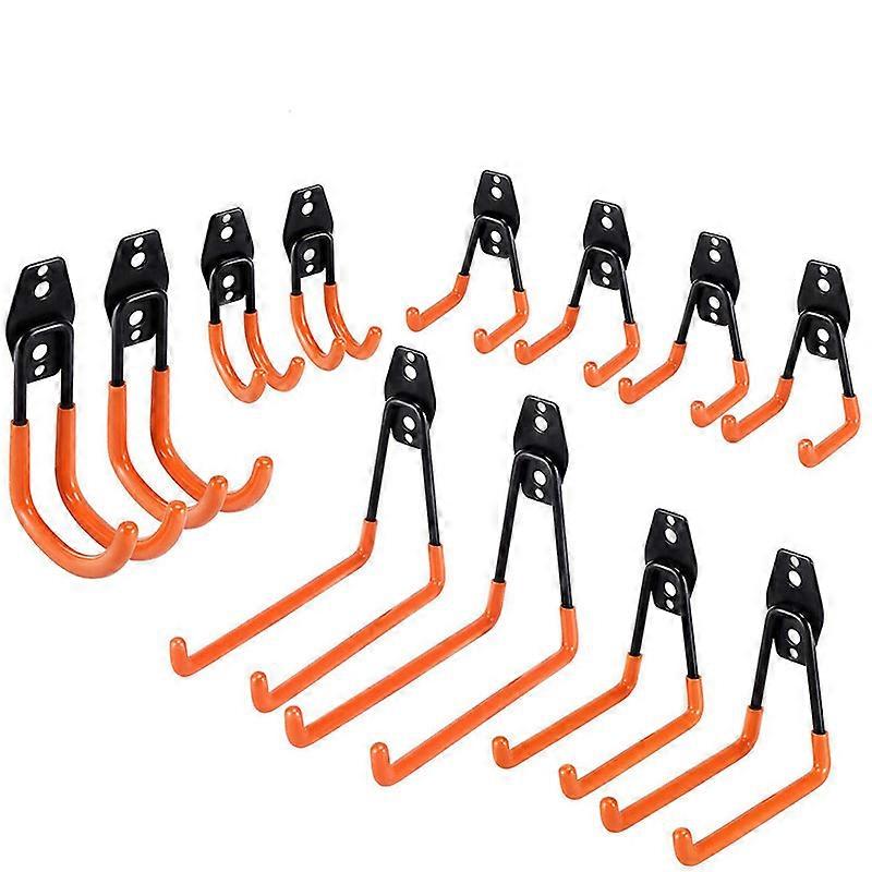 EVAGO 10Pack/12 Pack Wall Storage Hooks with 2 Extension Cord Storage Straps, Heavy Duty Tool Hangers for Utility Organizer, Wall Mount Holders for Ga