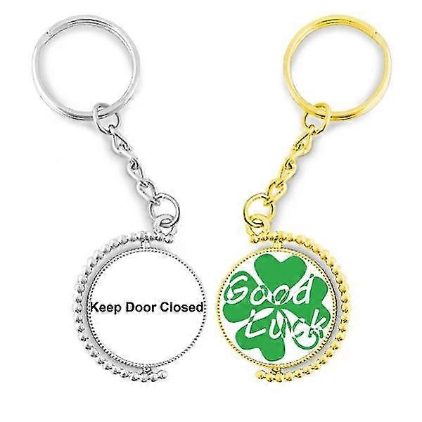 Keep Door Closed Black Symbol Key Chain Ring Accessory Couple Keyholder Lucky