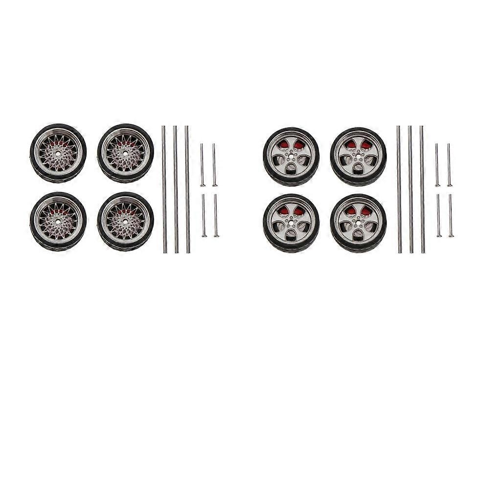 2Set Car Rubber Wheel Car Models A1-A20 with 3 Axles 5 End Caps Kids Toys