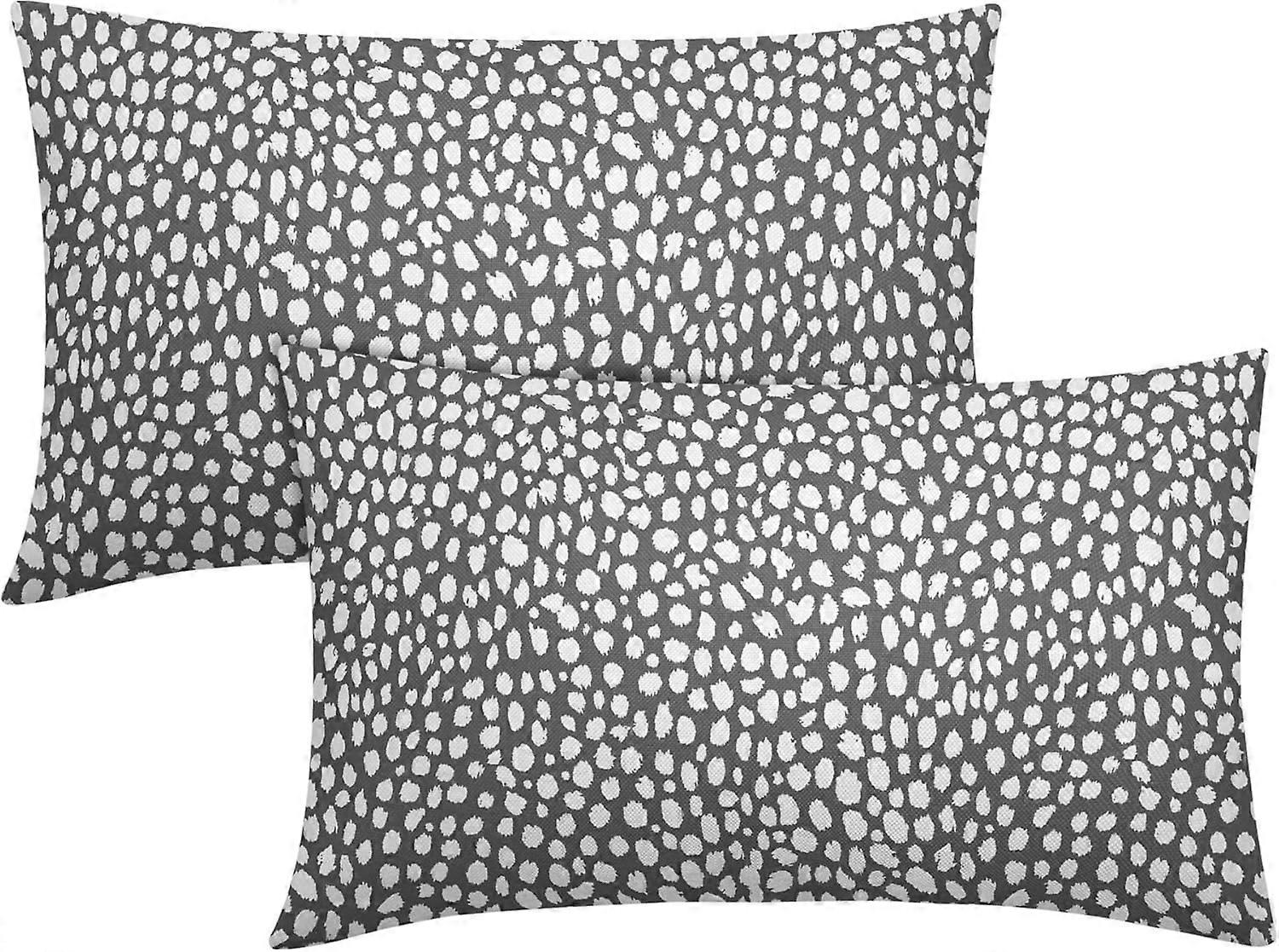 グレークリームドットランバー枕カバー12x20インチ自由奔放に生きるデザインポルカドットスロー枕カバー2つのモダンなトレンディなプリント枕カバーコットンリネンCushi