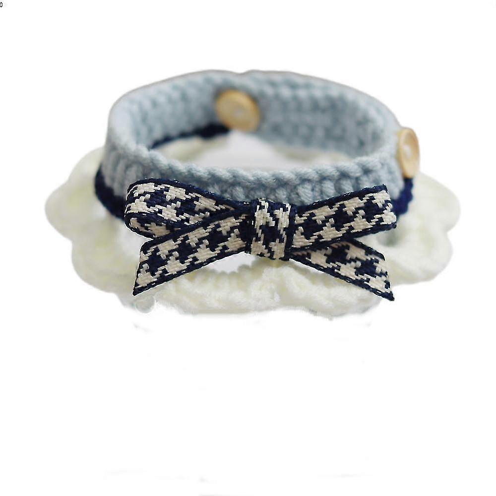 Soft Personalized Cat Collar, Handmade Butterfly Knit, Adjustable XS