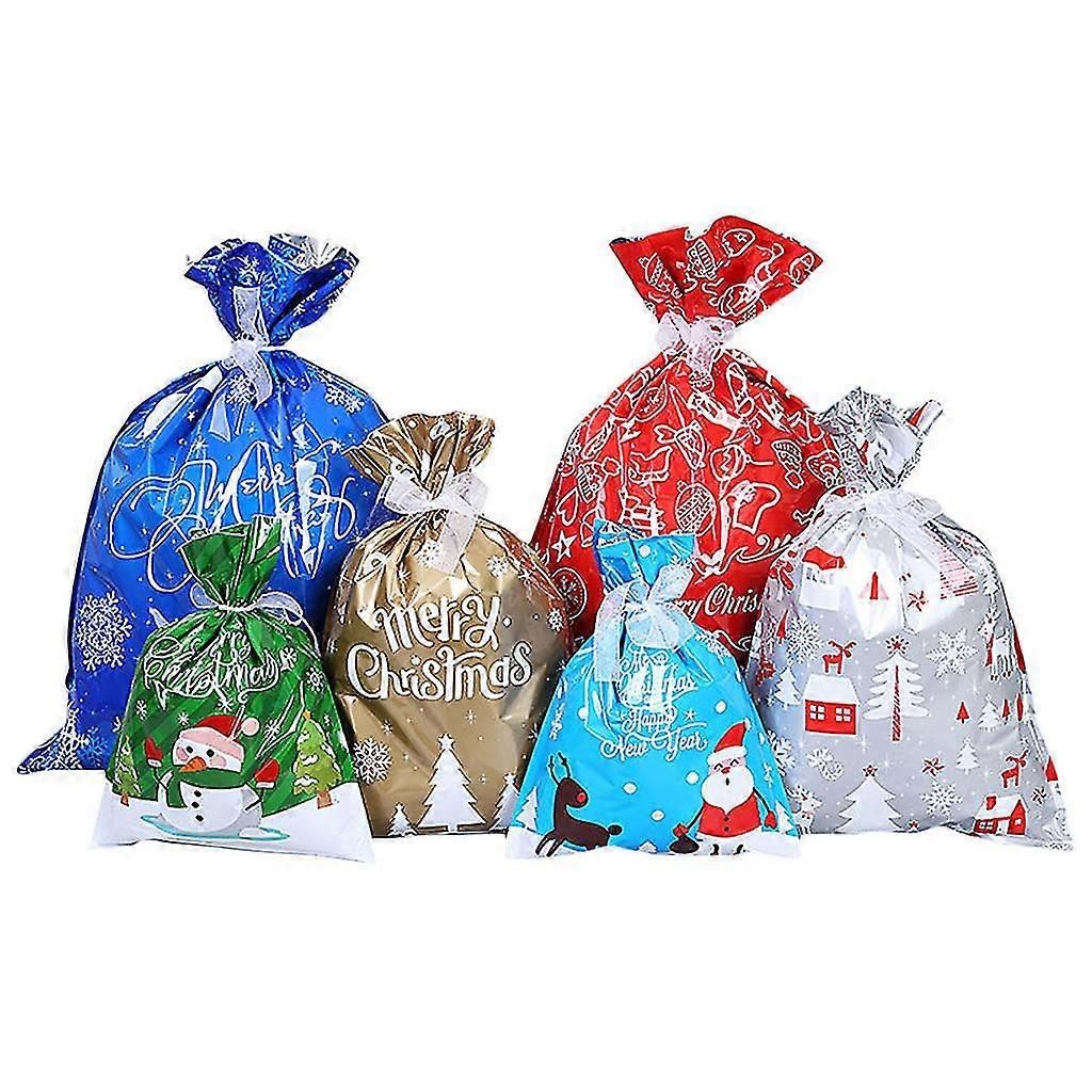 Christmas Pattern Candy Bag Snow Sweet Snowman Deer Plastic Drawstring Gift Bag