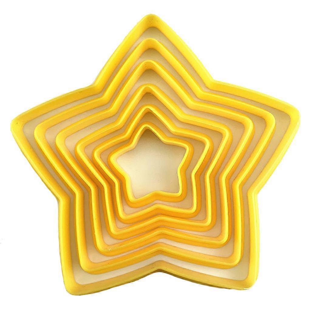 6 Pcs Plastic Material Christmas Cookie Cutter Set Five-pointed Star Shape Mould