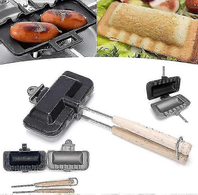 Double-sided Sandwich Baking Pan, Double Sided Frying Pan Non-stick Flip Folding Frying Pan, Removable Sandwich Baking Tray Kitchen Double Sided Skill