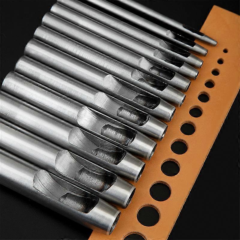 WUTA 5-15 Pcs Kit Hollow Punch Set Round Hole Punch Tool Steel Leather Craft Working for Watch Band,Fabric,Plastics,Gasket Tool Bags Belt