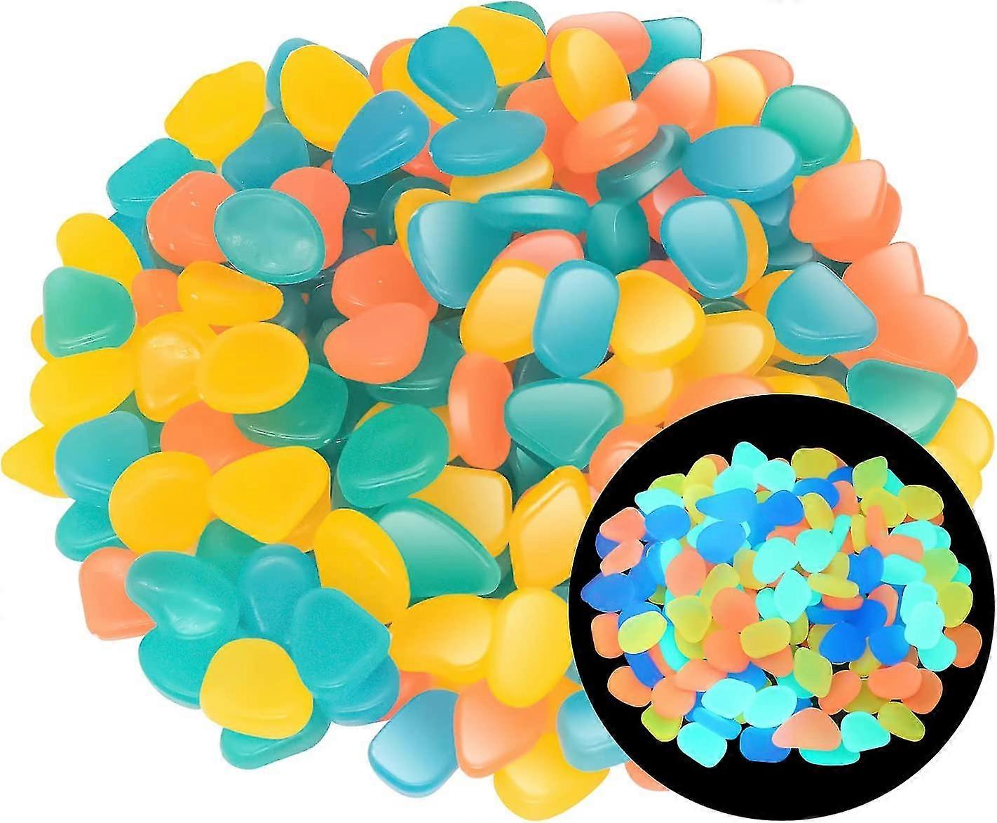 200pcs, Luminous Pebbles Glow Stones Outdoor Decor, Glowing Rocks For Garden Pond Path Lawn Yard, Glow Rocks Powered By Light Or Solar (multicolor