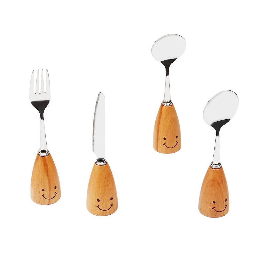 4pcs Kids Cutlery Set Tableware Tableware Spoons Fork Knife Stainless Steel