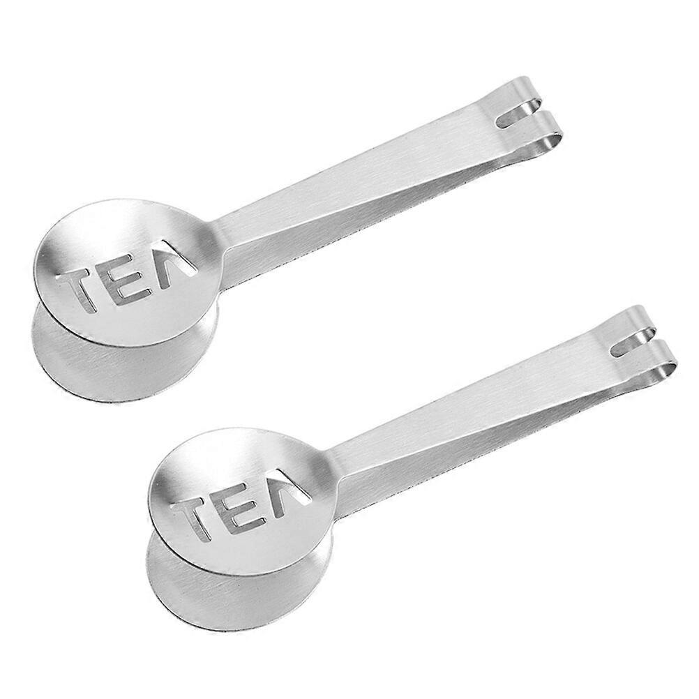 2 Pcs 1 Bag Rust-proof Tea Bag Holders Multipurpose Ice Cube Clamps (Silver)