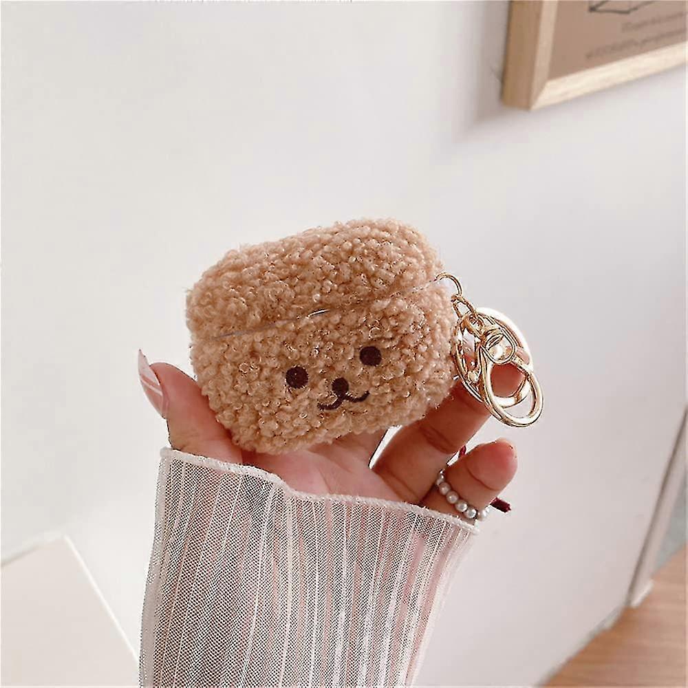 Cute Fluffy Case Compatible With Apple Airpods 3 Cartoon Plush Bear Headphone Case Charging Box With Kay Chain Silicone Protective Cover For New Airp