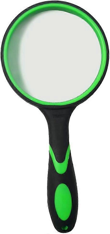 Magnifier 10X (Black Green), Handheld Reading Magnifier with Non-Slip Soft Rubber Grip, 75mm Loupe, Shatterproof Magnifier for Reading Books, Examinin