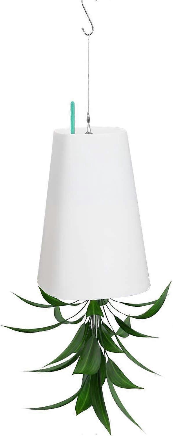 逆さまの植木鉢、スカイプランター、スカイハンギング散水植木鉢、ガーデンバルコニーホーム用の貯水装飾付き植木鉢(白)