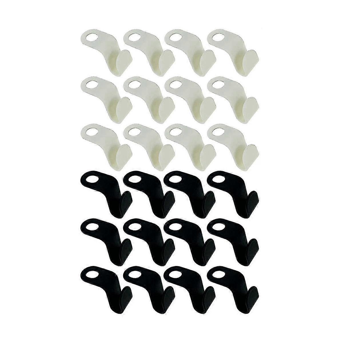 Clothes Connector Hooks, Black and White Sturdy Plastic Hooks for Hangers Space Saving