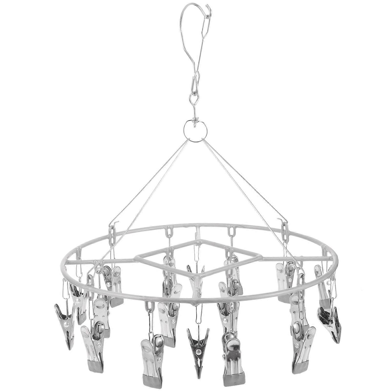 Windproof Clothes Drying Rack Stainless Steel Sock Hanger 20 Clips Clothes Rack