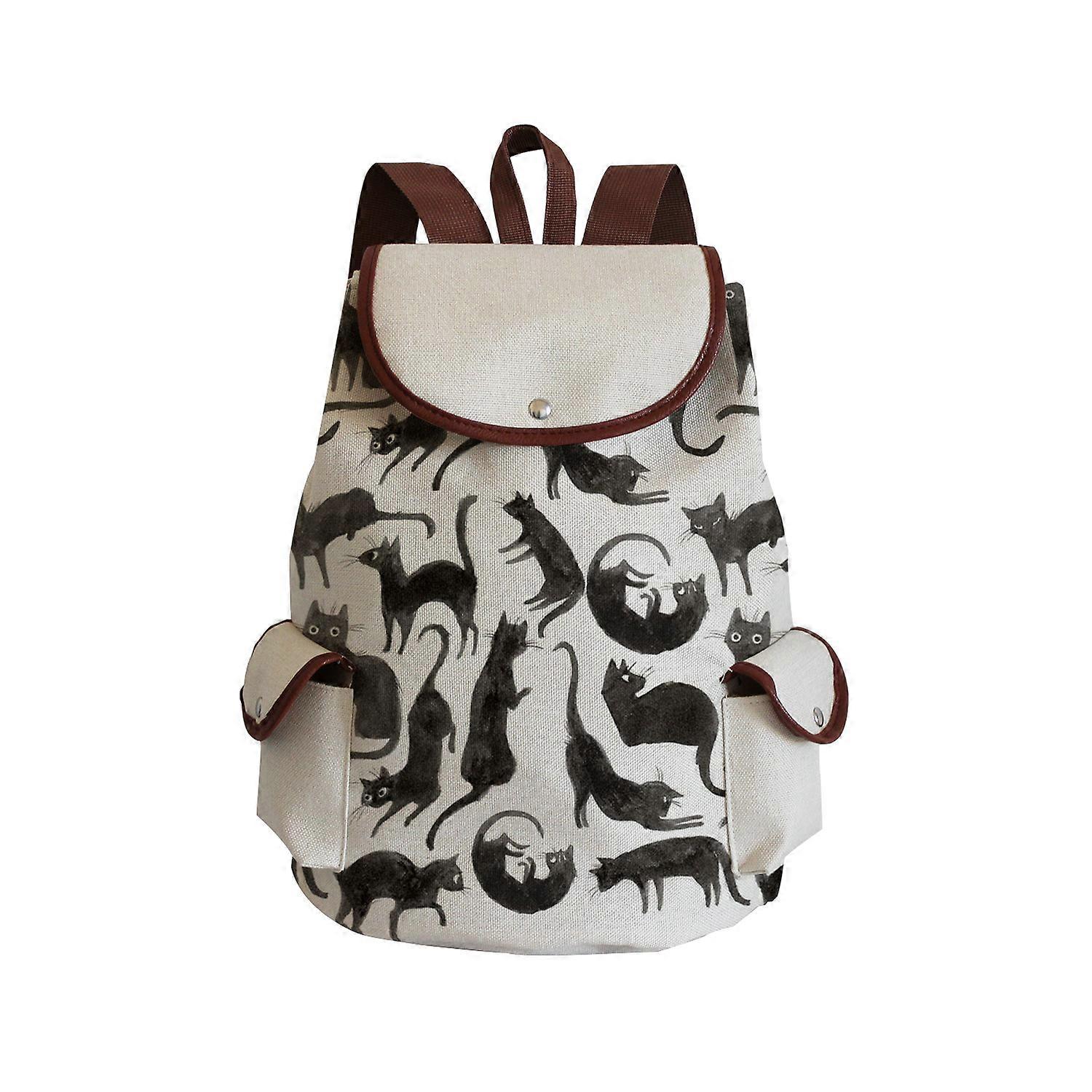 Simple Design Cat Printed Large Space Backpack