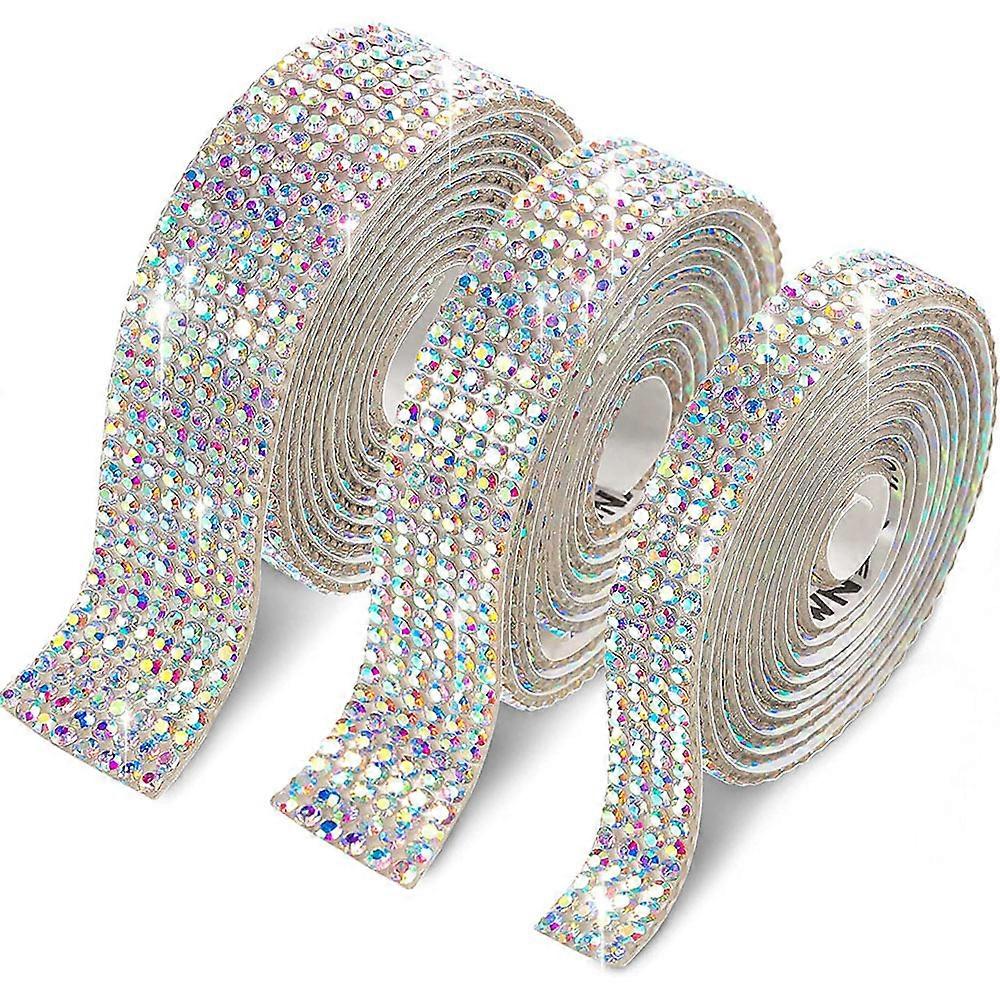 3 Rolls Yards Self-adhesive Crystal Rhinestone Ribbon,diamond Ribbon Stickers Strips