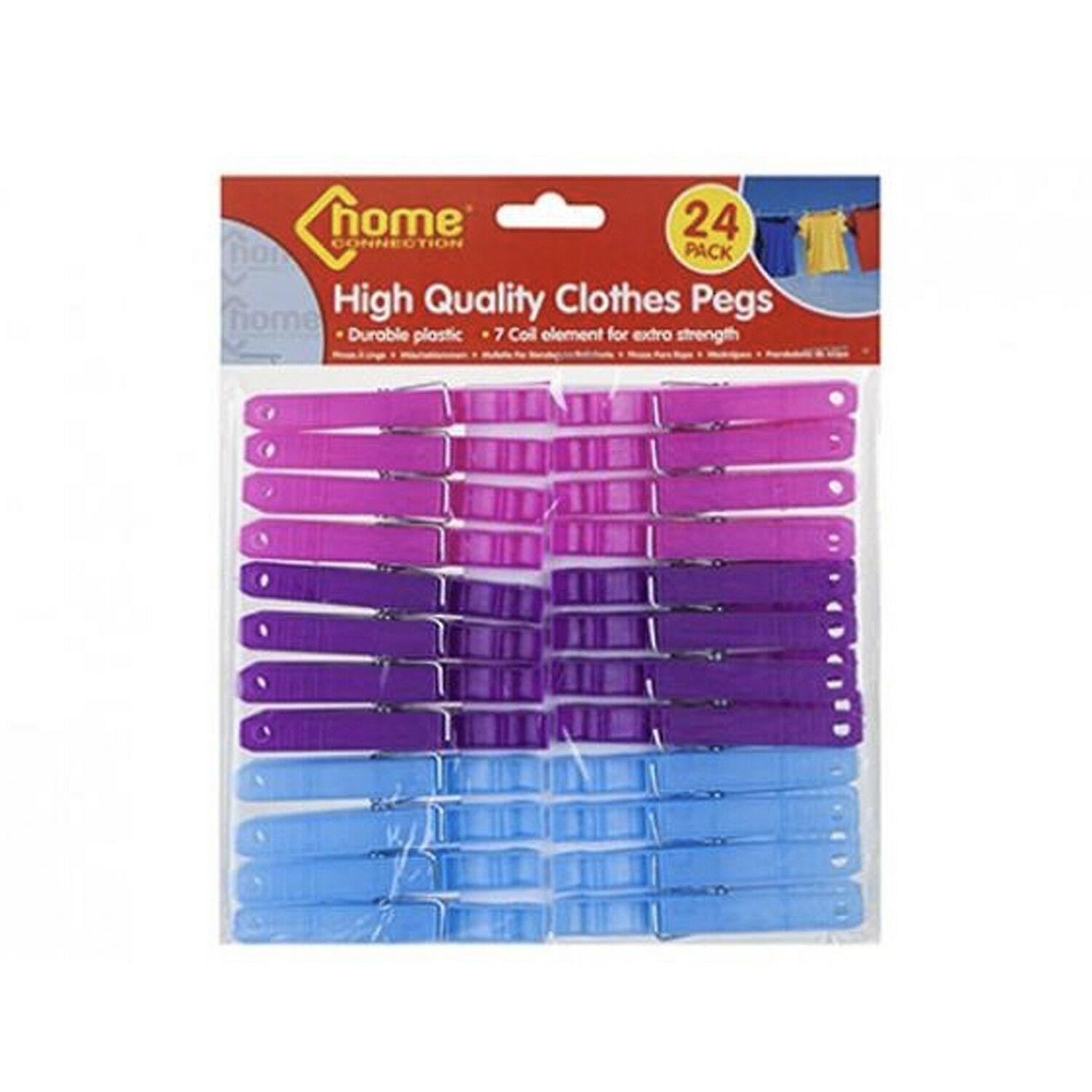 Home Connection 7 Coil Plastic Cloth Pegs - 24 piece