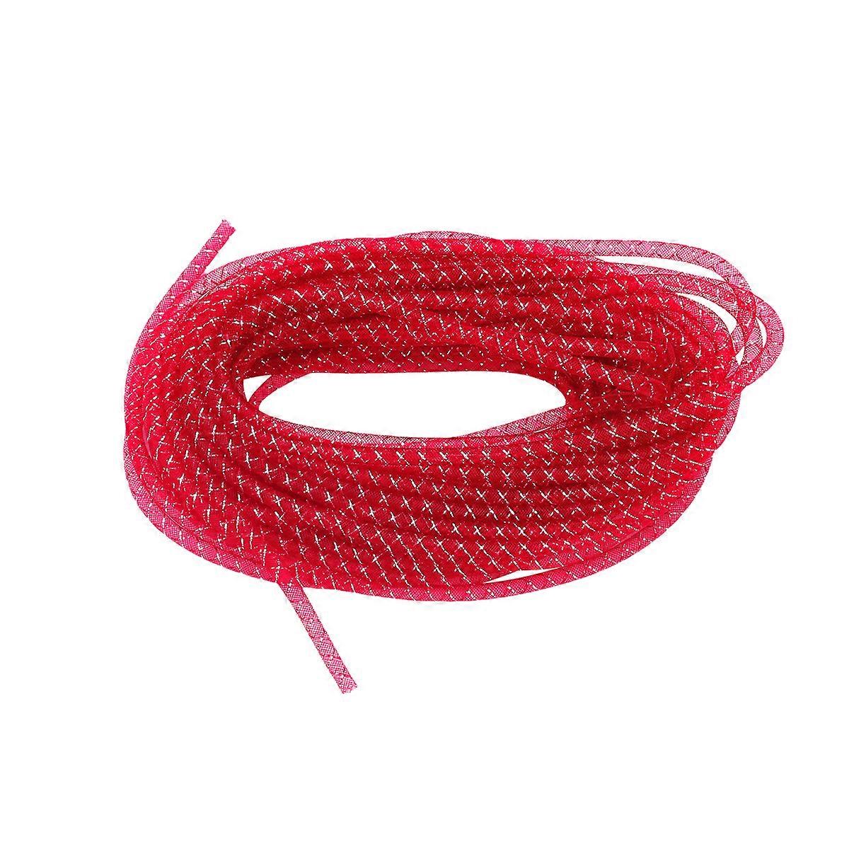 Maille élastique Tube Polyester Tresse Tube Creative Net Fil Cordon DIY Fabrication De Bijoux Fournitures Pour Femmes Enfants Rouge