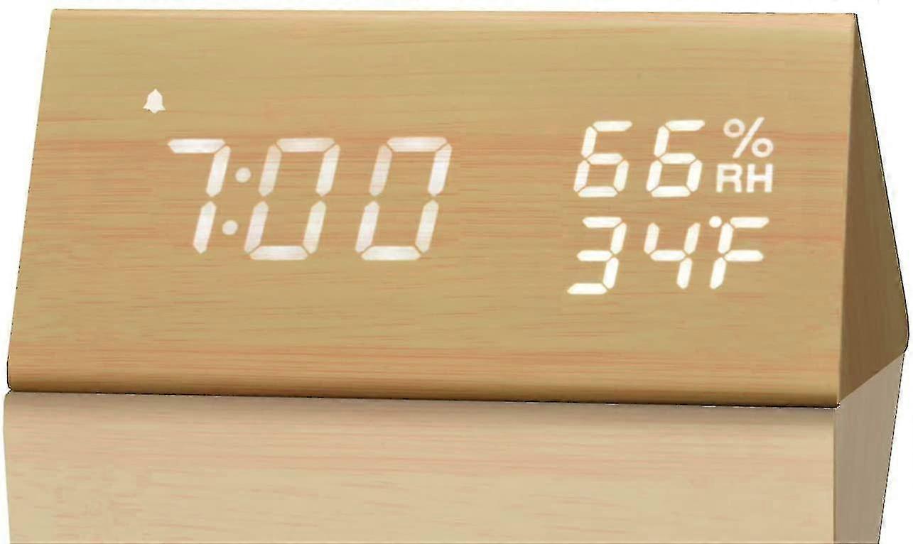 Digital Alarm Clock, With Wooden Electronic Led Time Display