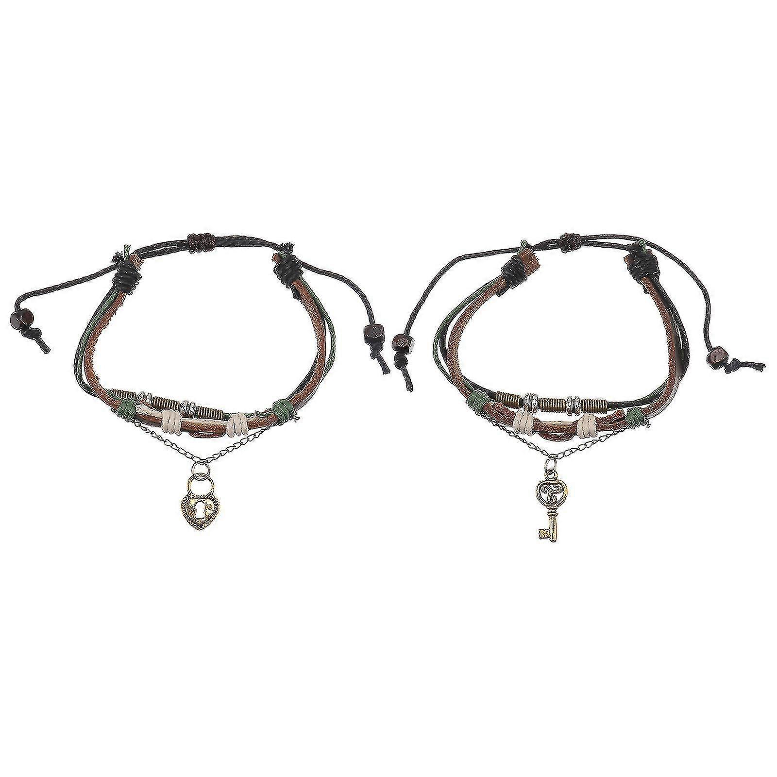 1 Pair Delicate Knitting Bracelets Couple Wrist Chains Adjustable Hand Straps