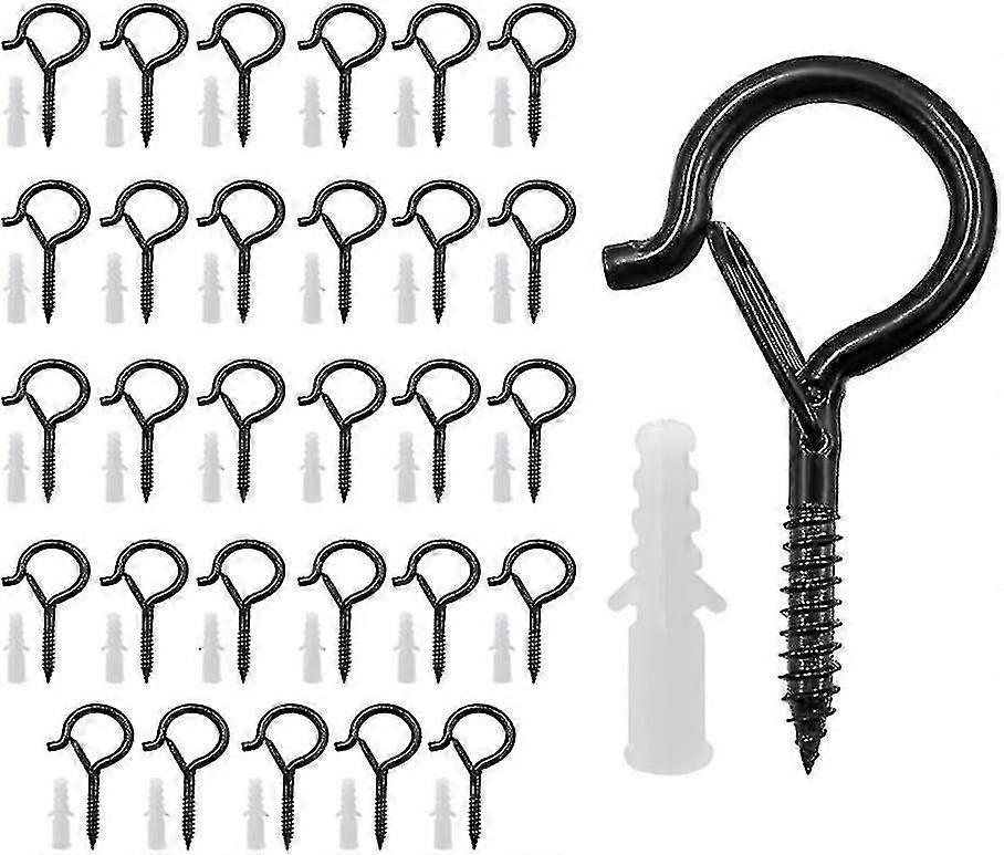 30 kpl ruuvikoukut (musta), ulkoruuvikoukut, kattokoukut, jouluvalokoukku, ripustukseen