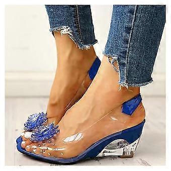 Studded Flower Transparent Sls See-through Rhinest Wed Heel Sls 's Casual,,38