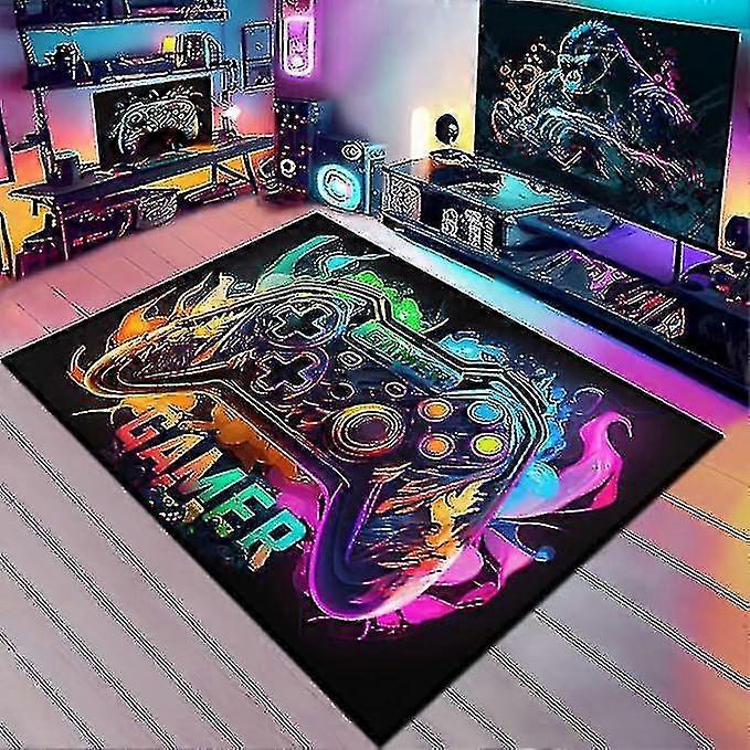 Spelmatta med färgglad spelkontrolldesign för spelrum, spelrum, pojksovrum -ZHENV