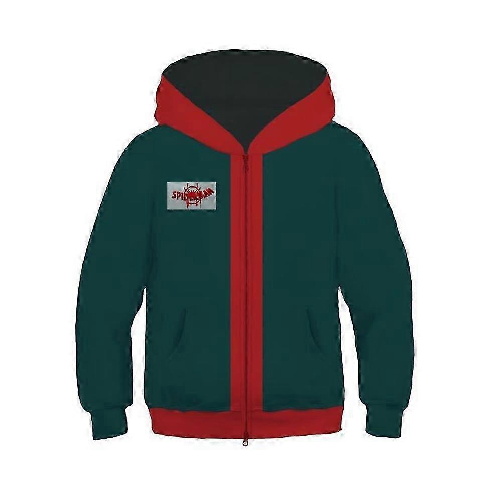 Verse Miles Morales Cosplay Hoodies 4-13 Years Spiderman Superhero Into the Spider Kids Jacket Coat Boys Girls Hooded