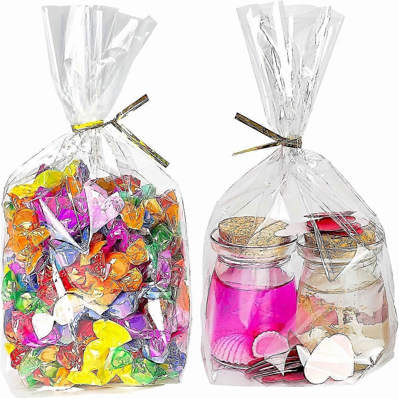 Gazdaságos kiszerelés 50/100 db-os alsó betoldás tasak, átlátszó celofán ajándéktasak 50/100 db-os arany nyakkendővel, parti ajándékcsomagolás, ajándékpohár csomagolás