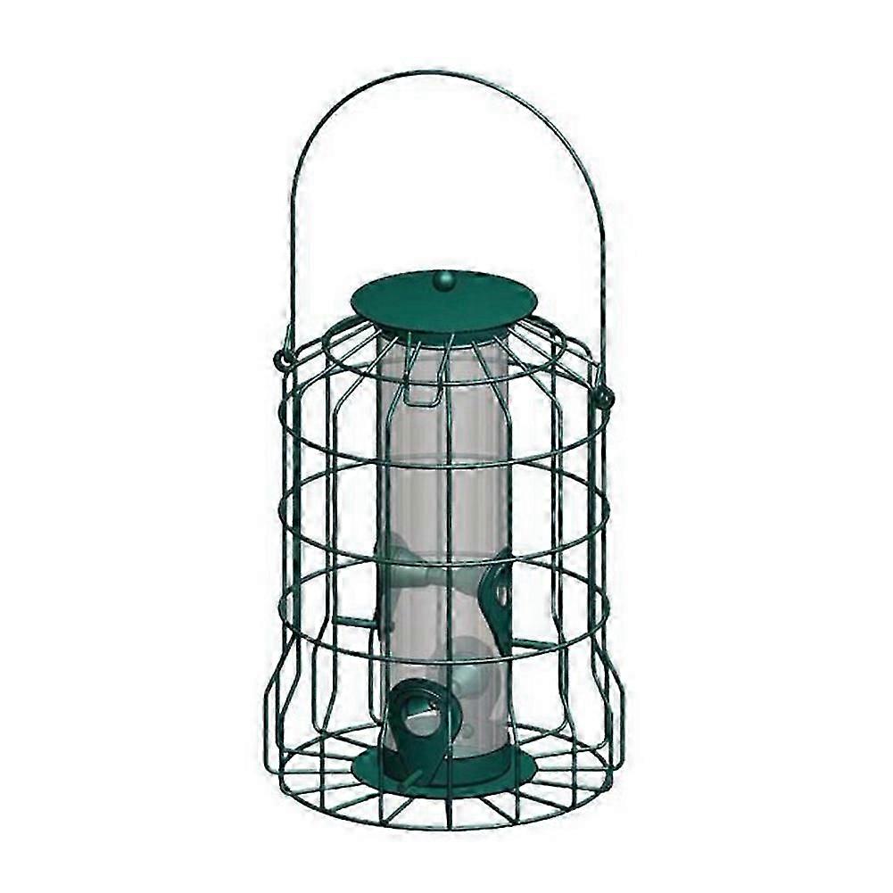 Bird Deterrent Feeder Rust-proof Hanging Bird Feeder Cage For Garden Backyard Squirrel-proof Wild Bird Feeder Green
