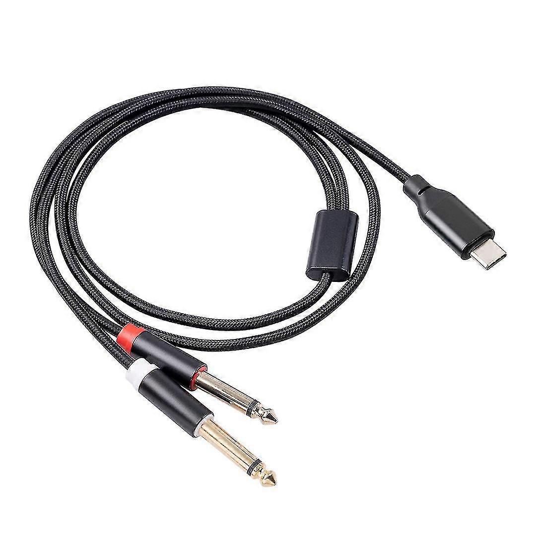 USB C إلى كابل ستيريو صوتي مزدوج 6.35 مم من النوع C إلى سلك صوت مزدوج 6.35 مم للوسائط المتعددة للهواتف الذكية-YKY416