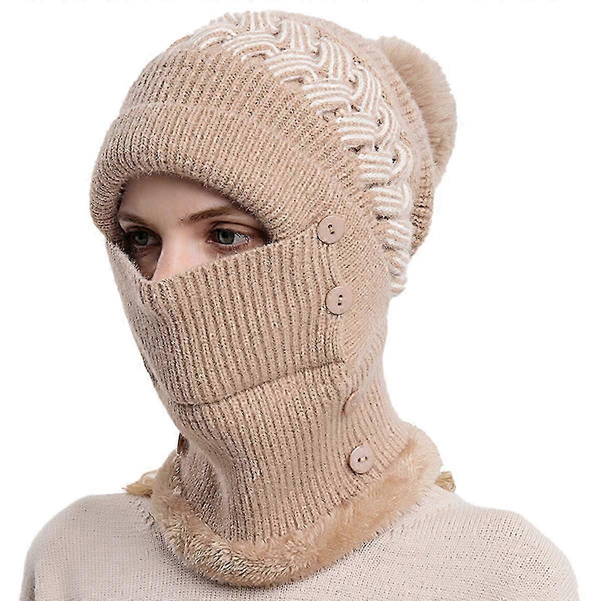 Women's Hat Winter Knitted Hat Neck Warmer Sets Warm Windproof