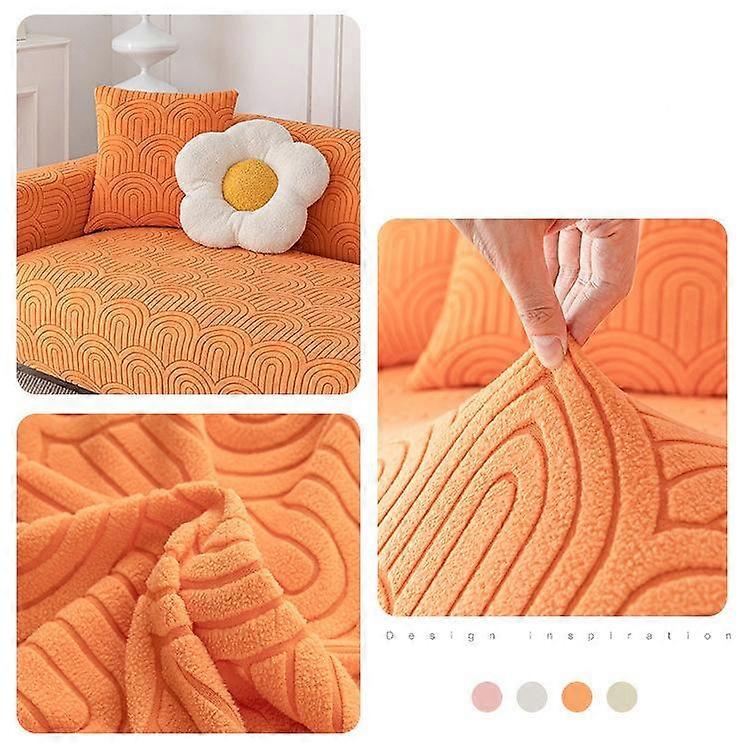 Jacquard Sofa Slipcover Solid Color Anti-slip Various Size Couch Seat Protector Plush Soft Dust-proof for Home Living Room Decor