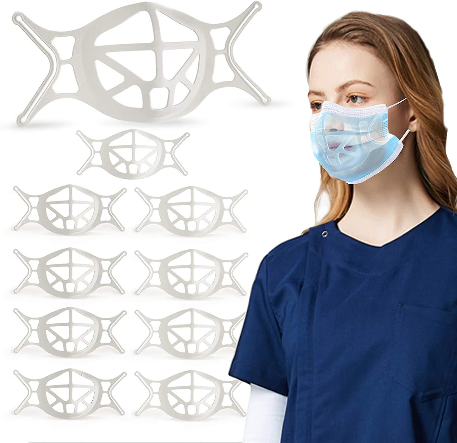 Upgraded 3D Silicone Face Mask Bracket - Inner Support Frame  (White)10 Pack