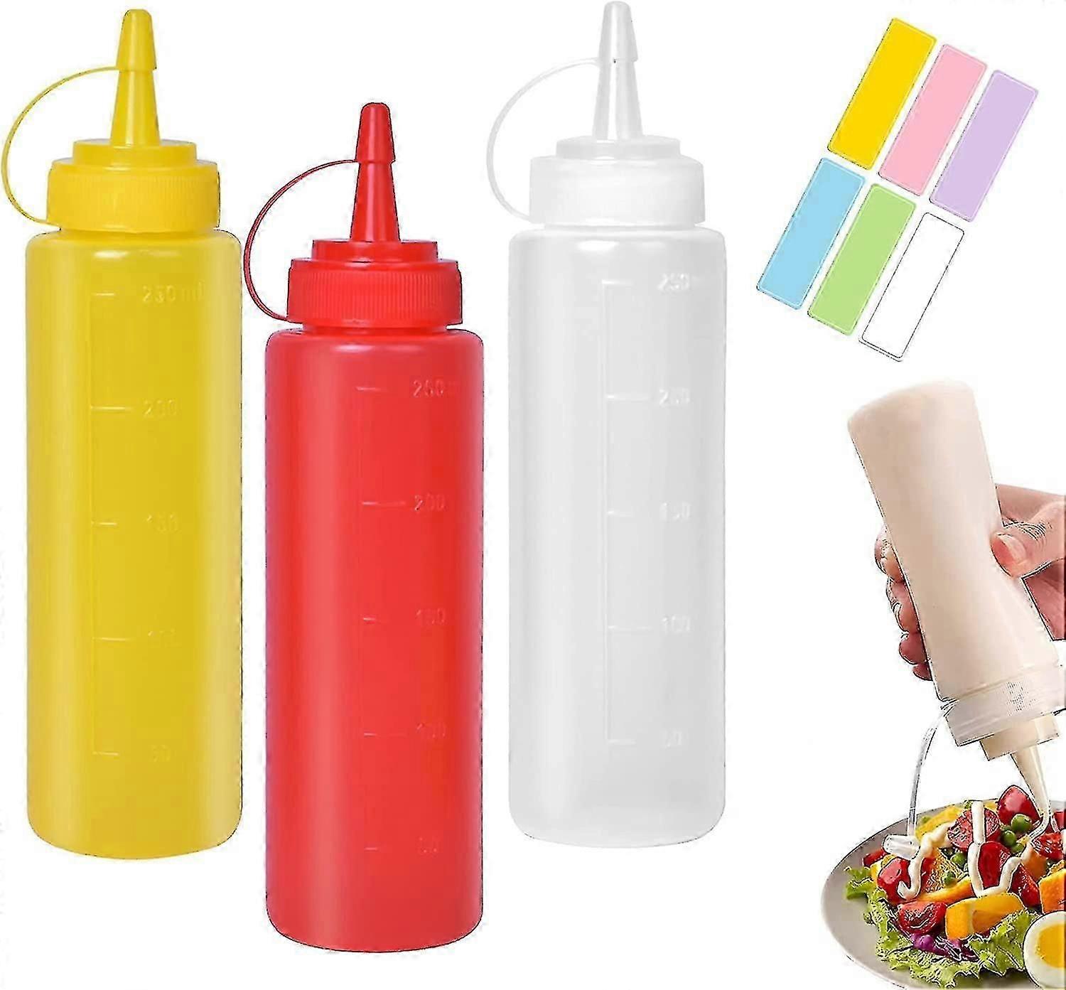 3 Pack Squeeze Bottle, 8oz Plastic Squeeze Bottle, 250ml Maple Syrup Dispenser