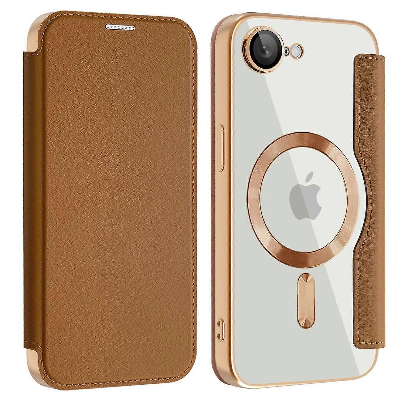 For iPhone 16e Case Compatible with MagSafe RFID Blocking Leather Phone Cover