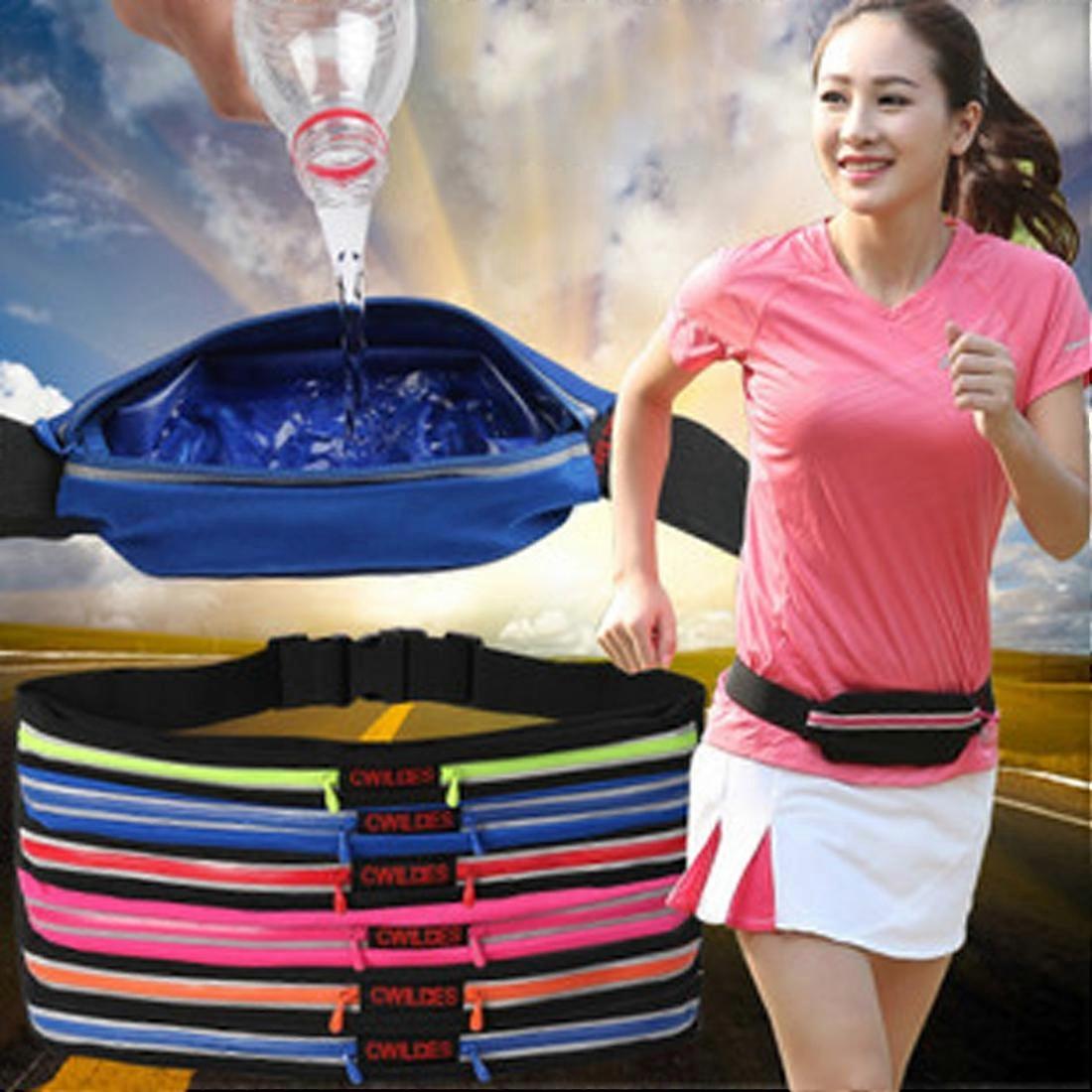 متعددة الوظائف الرياضة في الهواء الطلق للماء عالية تمتد فو الجلود النسيج حقيبة الخصر المزدوجة مع شريط عاكس ليلي ، تسليم اللون العشوائي