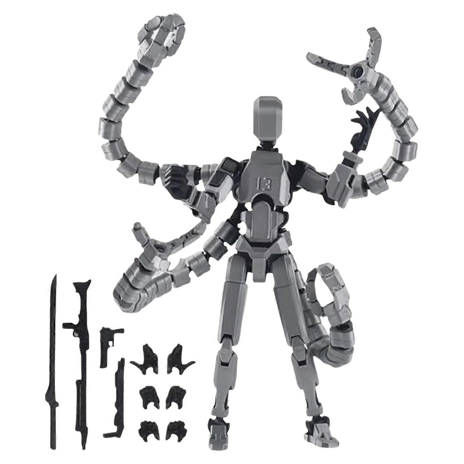 Robot Action Figure with Long Tentacles Accessory Movable Joints 3D Printed Robot Model Toy Stress Relief Articulated Dummy Figurine Decoration