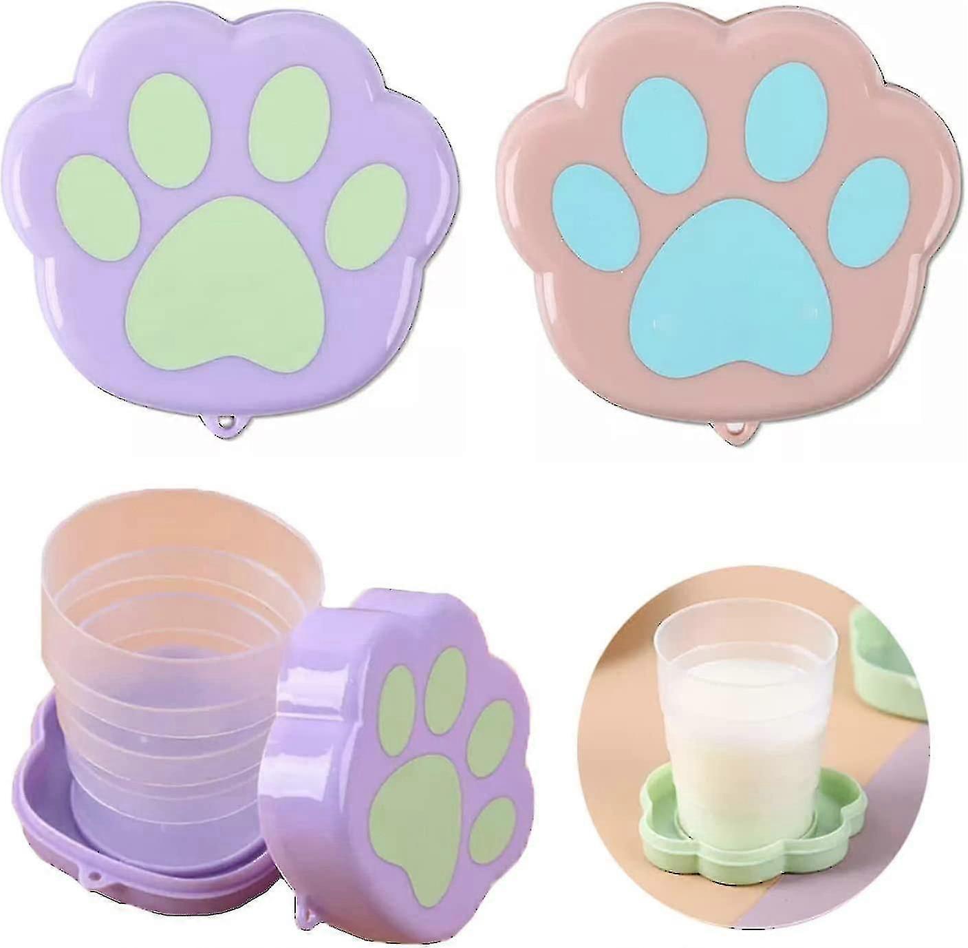 2 Pcs Collapsible Cup, Portable Multi-function Cat Travel Mug With Lids