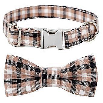 Dog Collar with Bow, Stylish Cute Plaid Small Dog Collar Soft Comfy Bowtie Dog Collar for Girl Boy Dog, Puppy Collars with Metal Bow Tie Dog Collar fo