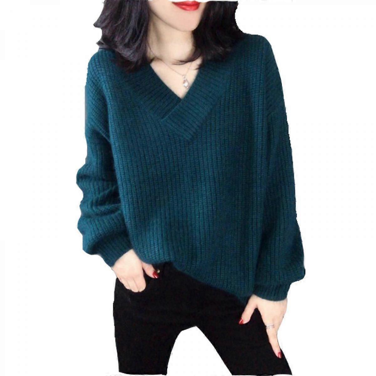 Damen Langarm Strickpullover Pullover V-Ausschnitt Pullover Pullover,S