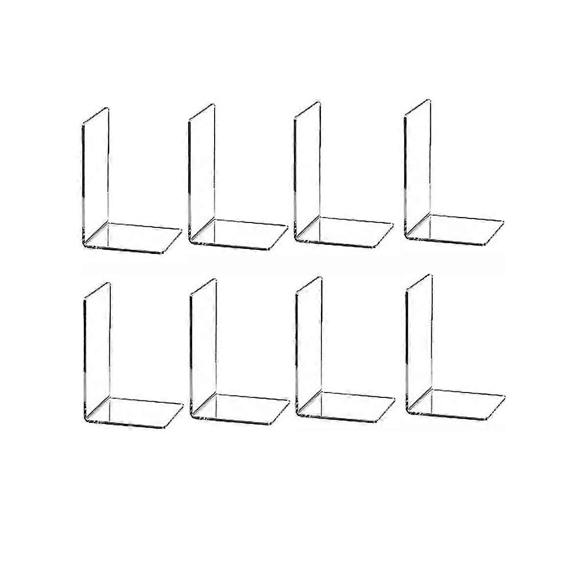 8 Transparent Bookends Acrylic Bookshelf L-Shaped Bookend Picture Book Album Compartment Board Stor