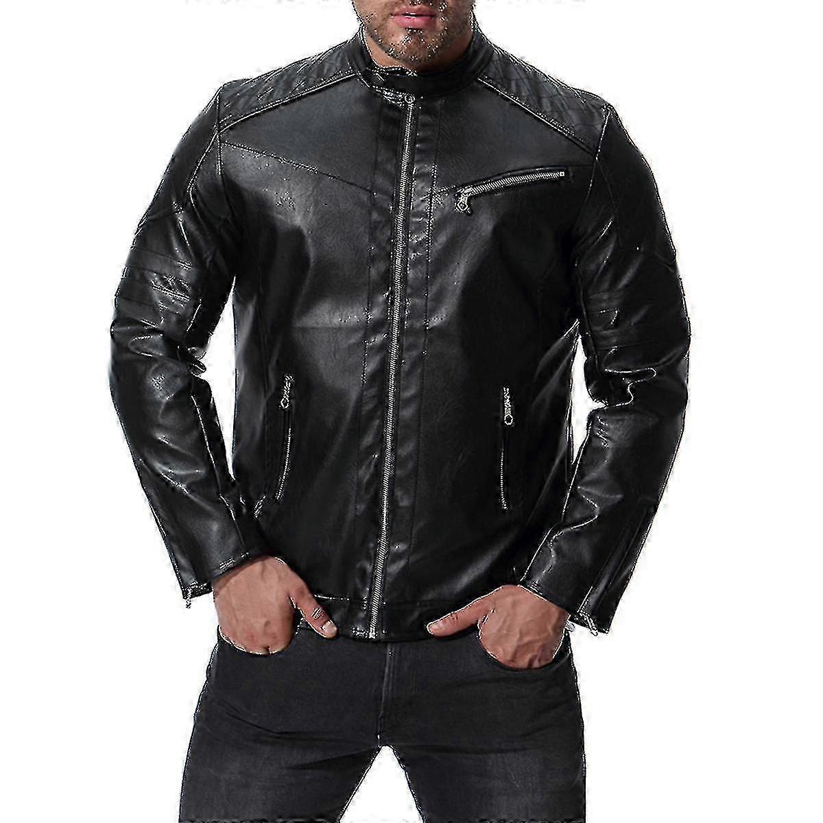 Spring & Autumn Casual Stand - Collar Leather Jacket for Men