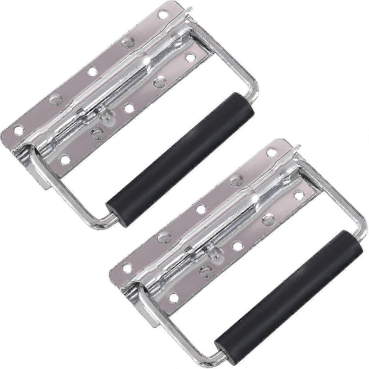 Set Of 2 Folding Spring Handles (12.5 X 4 Cm) With 6 Holes - Silver