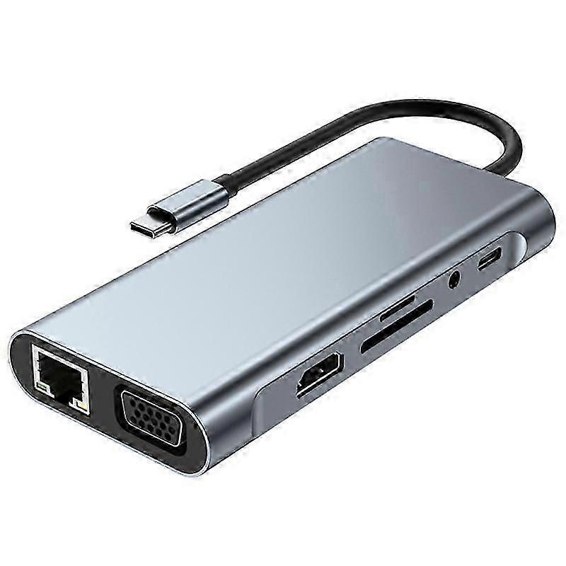 11 in 1 Type C Dock USB Hub 3.0 Splitter Multiport Adapter 4K -Compatible RJ45 SD/TF VGA PD Audio J