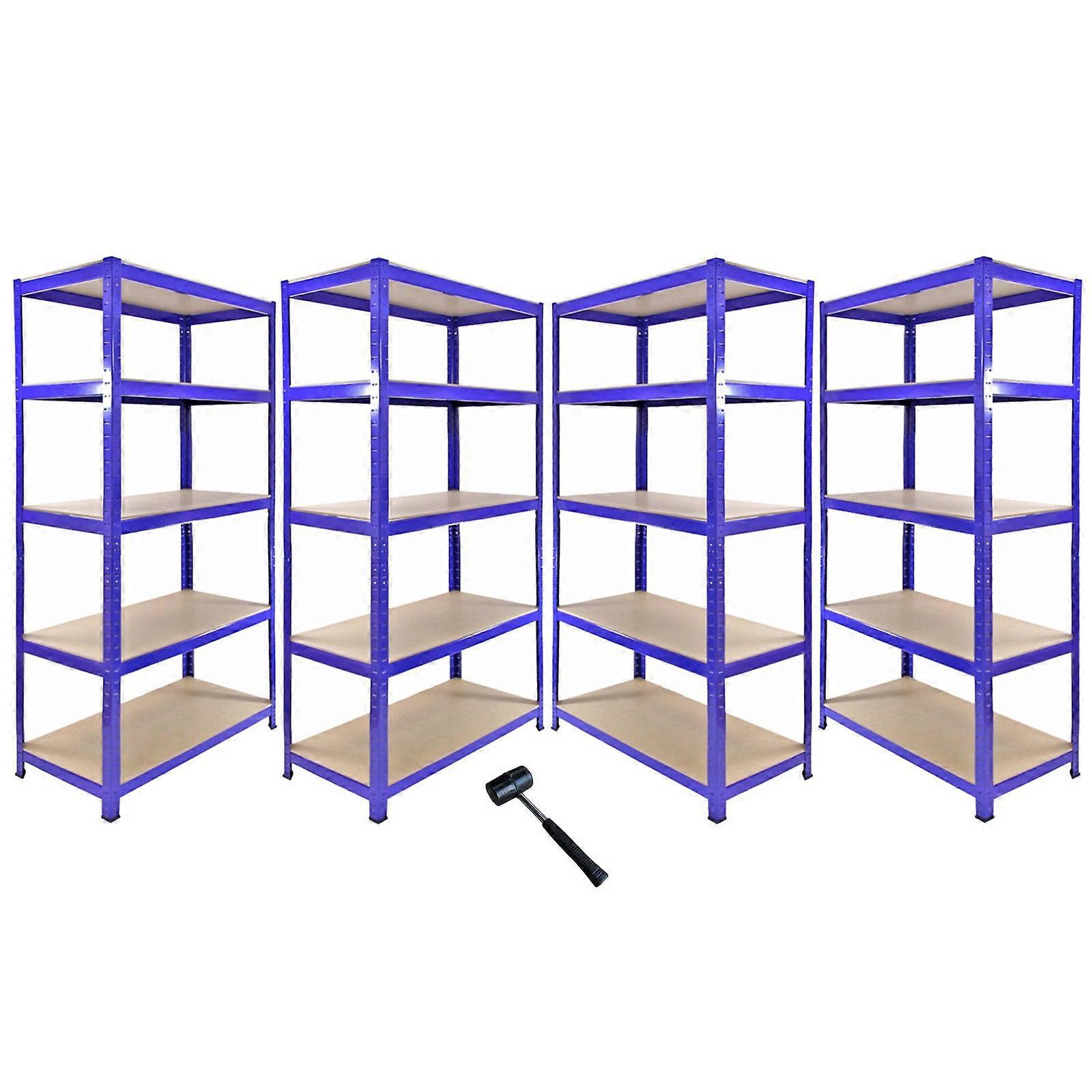 1 x Corner Garage Racking Unit & 4 x Single Racking Storage Units / 5 T-Rax Blue Steel & MDF Shelves